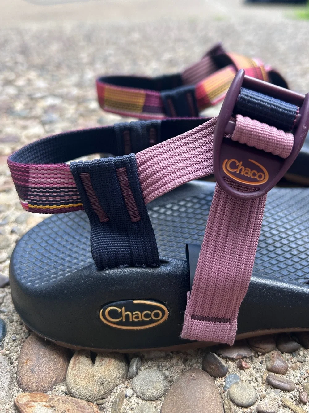 Chaco Size 7 Sandal Z/1 | Navy Pink Purple Orange Yellow | Errorweave Classic - Picture 3 of 9